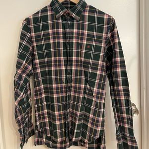 CH by Carolina Herrera button down shirt in green tartan. Used. Size 15 1/2.